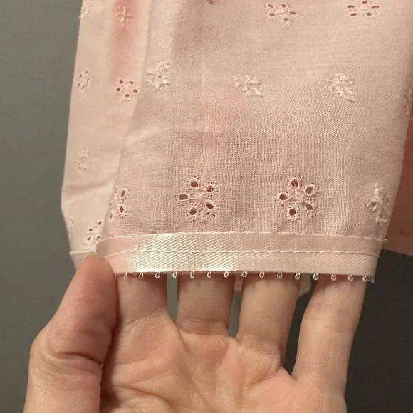 Pink skirt up cycle hand made denim rib knit eyelet size 9 - Picture 3 of 7